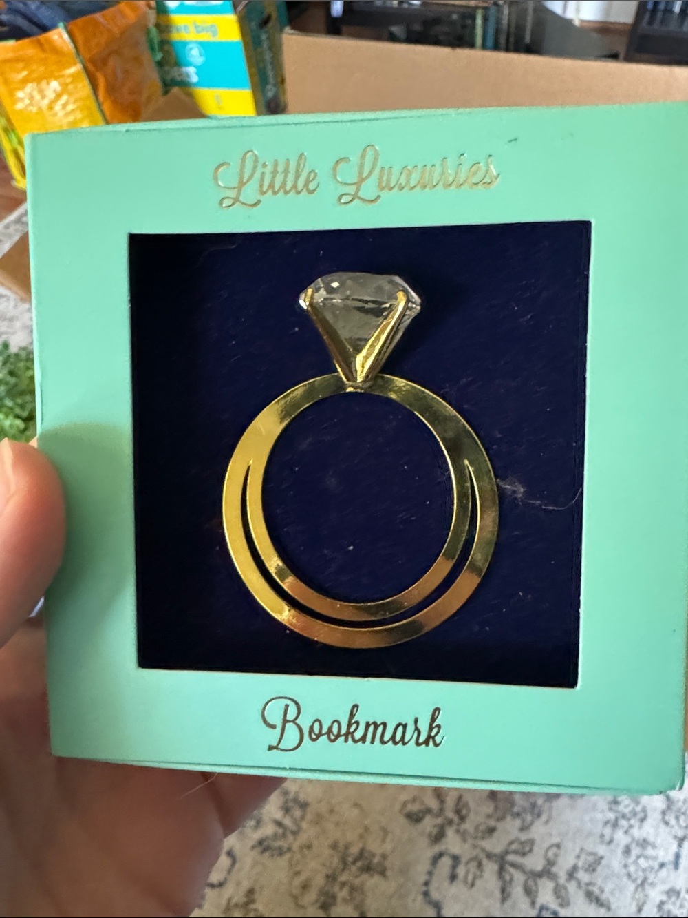Gold Ring Bookmark with Clear Gem
